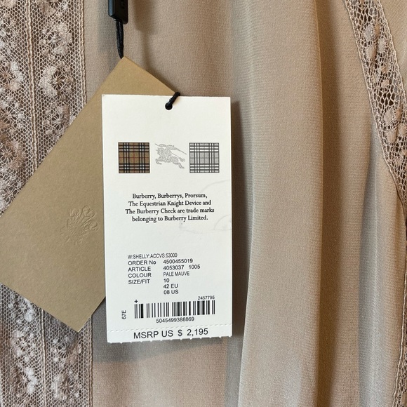 Women’s Burberry Silk Tan Long Sleeve Gown SZ: 10 - Picture 11 of 15